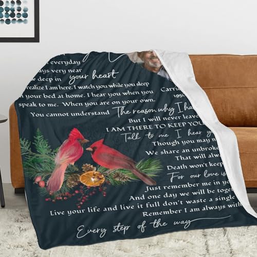 Personalized Memorial Blankets with Photos, in Memory of Loved One Gifts, Sympathy Bereavement Cardinal Blanket for Loss of Mom Dad Grandma Husband Son Daughter - color: New Arrivals-2