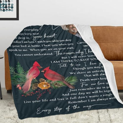 Personalized Memorial Blankets with Photos, in Memory of Loved One Gifts, Sympathy Bereavement Cardinal Blanket for Loss of Mom Dad Grandma Husband Son Daughter - color: New Arrivals-2
