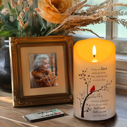 Flameless Memorial Candle, Real Wax LED Light with Remote Sympathy Gifts for Loss of Loved One, Mother, Father - Remembrance Gift (4" x 7") - color: Those We Love Don’t Go Away