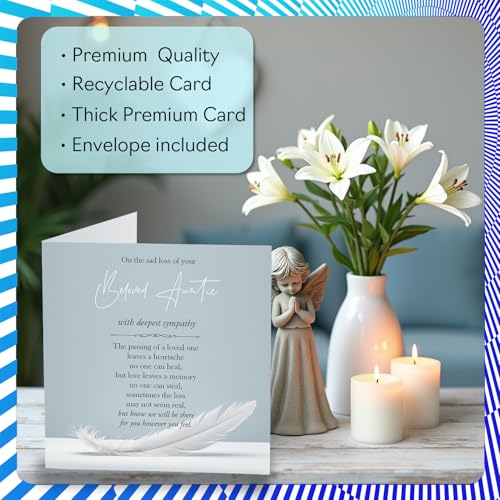Stuff4 Sympathy Card, The Sad Loss of Your Auntie | Bereavement Card for Nephew Niece, 5.7 x 5.7 Inch Aunt Aunty Mournful Greeting Cards - color: Auntie