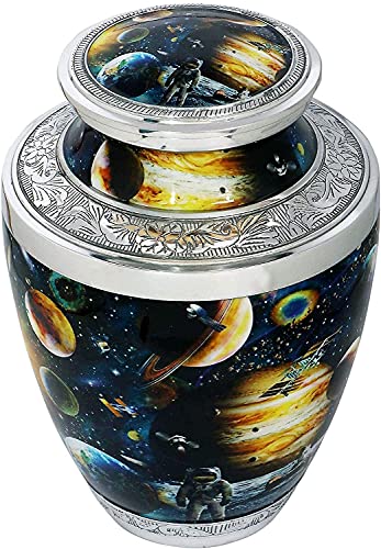BOLD & DIVINE Cosmic Galaxy Cremation Urn | Human Ashes Adult Memorial urn, Burial, Funeral Cremation Urns | 200 Cubic Inches Adult/Large with Velvet Bag - color: Cosmic Galaxy