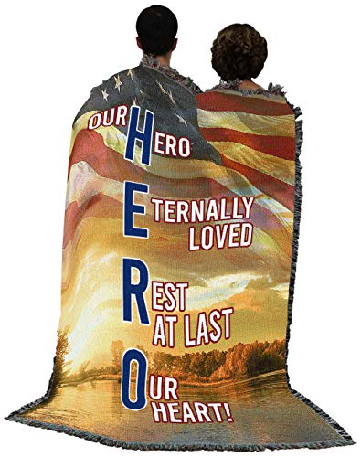 Pure Country Weavers Our Hero Blanket - Gift Military Sympathy Tapestry Throw Woven from Cotton - Made in the USA (72x54) - color: Our Hero, size: 72" x 54"