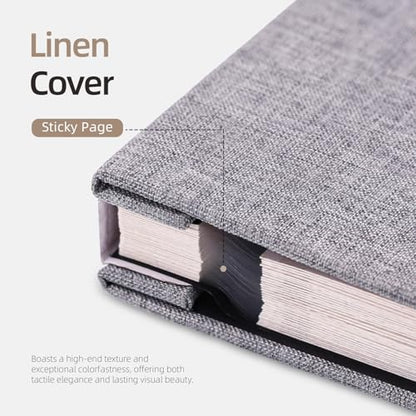 Vienrose Large Photo Album Self Adhesive for 4x6 5x7 8x10 Pictures Scrapbook Album DIY Scrap Book 40 Sticky Pages with A Metallic Pen Grey | Scrapbook Album, 20 Sheets, 4x6 5x7 8x10 Photos, Metallic Pen, DIY Memory Book, Travel Photos, Birthday Gift - col