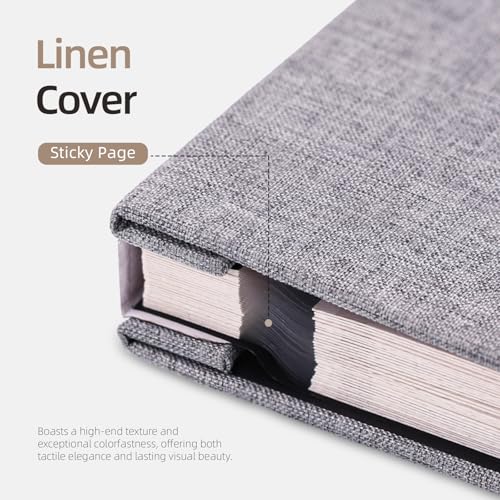 Vienrose Self Adhesive Photo Album, 60 Pages, 11 x 10.6 in, Grey | Scrapbook Album, 30 Sheets, 3x5 4x6 5x7 8x10 Photos, Metallic Pen, DIY Memory Book, Wedding Album, Family Photos - color: Grey, size: 11"x10.6"60 Pages