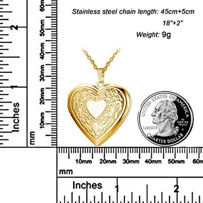 Gold Oval Flower Locket Necklace that Holds Pictures Photo Locket Pendant - color: Gold