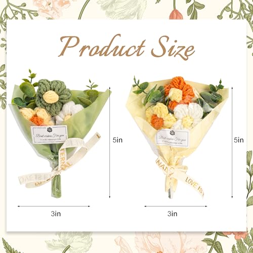 2Pack 5x7 Shadow Box Frame w. Mini Crochet Flower Bouquet, Small Shadow Box Frame, DIY Shadow Boxes Display Cases for Home Decor, Wedding, Birthday for Women, Mom, Friends