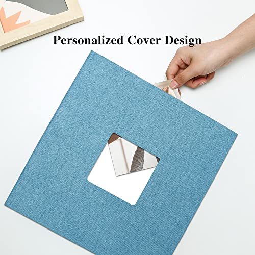 Vienrose Self Adhesive Photo Album with Window 11x10.6 60 Pages Skyblue | Linen Cover, Scrapbook, Fits 4X6 8X10 Pictures, Metallic Pen Included, Diy - color: Skyblue, size: 11"x10.6" 60Pages
