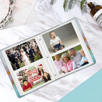 Fintie Photo Album 4x6 Photos - 112 Pockets Wallet Albums Memory Book | Vegan Leather Cover, 4X6 Picture Keepsakes, Family/Wedding/Travel Memory Book, Baby/Kids/Boys/Girls Gift, Emerald Marble - color: emerald marble