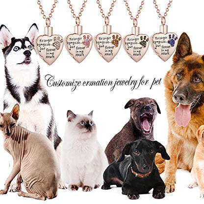 Fashion Pet Cremation Jewelry Stainess Steel Heart Keepsake Ashes Necklace Dog Cat Paw Memorial Urn Pendant - color: Rose Gold-Customize