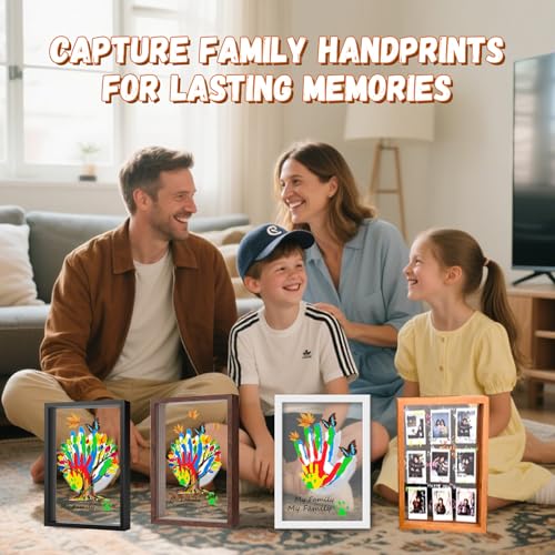 Family Handprint & Hand Casting Kit – DIY Craft Keepsake with Wooden Frame, Non-Toxic Paints, Baby Footprin Kit – Perfect Gifts for Grandparents, New Parents & Families (White, 4 Transparent Sheets) - color: White Frame, size: 4 Pages Acrylic Boards