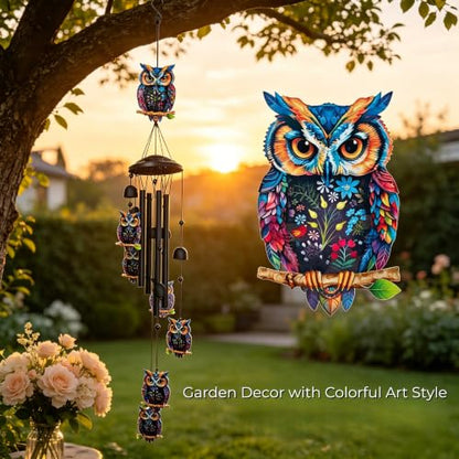 Wind Chimes for Outside, Owl Garden Windchimes Memorial Windchimes - color: Owl Wind Chimes