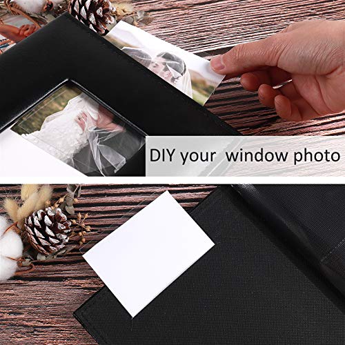 RECUTMS Adventure Photo Album, Blue, 6x4, 200 Photo Slots, Premium Leather Cover, Sleeves, Personalized, Suitable for Birthdays, Weddings, Parties | Black Page, Horizontal Pockets, Family Anniversary Birthday Memory Book, DIY Cover Window, Baby Photobook,
