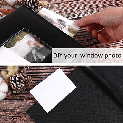 RECUTMS Adventure Photo Album, Blue, 6x4, 200 Photo Slots, Premium Leather Cover, Sleeves, Personalized, Suitable for Birthdays, Weddings, Parties | Black Page, Horizontal Pockets, Family Anniversary Birthday Memory Book, DIY Cover Window, Baby Photobook,