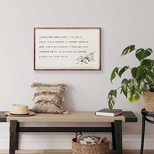 Kendrick Home Funeral Gifts - Those We Love Don't Go Away White Hardwood Memorial Gift for Loss of Loved One, Unique Remembrance Decor, Bereavement and Sympathy Presents for Friends, 16" x 10"