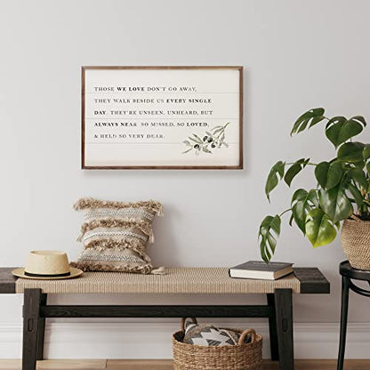 Kendrick Home Funeral Gifts - Those We Love Don't Go Away White Hardwood Memorial Gift for Loss of Loved One, Unique Remembrance Decor, Bereavement and Sympathy Presents for Friends, 16" x 10"