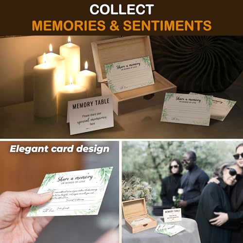 WOODAMORE Share a Memory Cards for Celebration of Life, 50 Pc with Wood Box