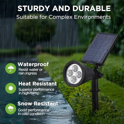 InnoGear 6 Solar Lights Outdoor Spot Garden Yard Landscape Flag, Warm White | Waterproof, Auto On/Off, Adjustable Brightness, 2 Installations, Flag Pole, Tree, Uplights, Solar Powered Spotlight, Pathway - color: Warm White