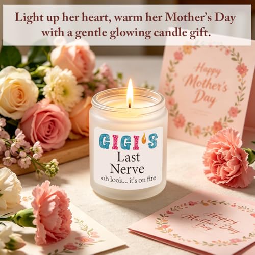 Gigi Gifts Novelty Lavender Scented Soy Candle Gift Funny Grandmother Mother's Day Birthday Gift for Gigi Grandma Gigi's Last Nerve Candle - color: Gigi