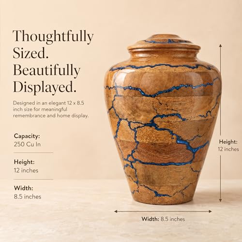 Handcrafted Decoarative Wooden Urn for Human Ashes Adult Male Female, Wooden Urn Box for Pets, Memorial Urn, Funeral Cremation Urn Jar Wooden (Extra Large) - size: X-Large