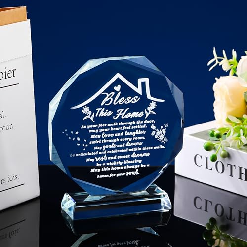 House Warming Gifts New Home Crystal Decor Plaque Housewarming Gift Keepsakes for New Homes for Couple Women Men Friends Bless this Houses Warming Gifts New Apartment - style: 12cm BJXK Housewarming