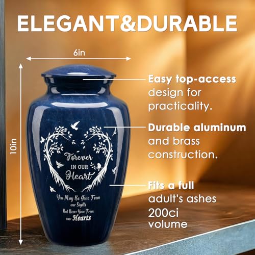 Emvency Urn for Ashes, Metal Alloy, 10" H x 6" W, Tree Heart - color: Marble