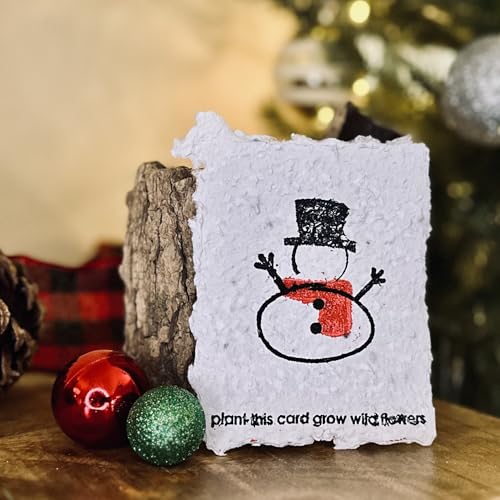 Set of 10 Seed Paper Holiday Greeting Cards with Envelopes - Plantable Christmas Cards