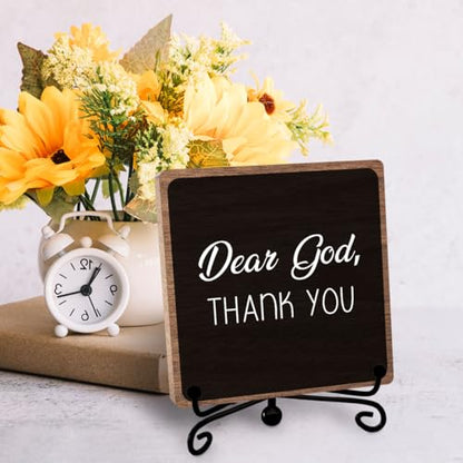 Christian Gifts for Women Men, Motivational Bible Verse Wooden Sign | Farmhouse Religion Desktop Decor, Simple Prayer Sign for Home Church Office Table, Inspirational Gift for Friend Family - style: Dear God