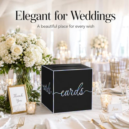 Black Iridescent Card Box for Birthday Parties, Graduation and Wedding - color: Black Iridescent