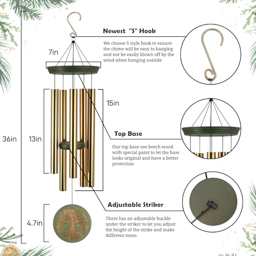 Astarin's Tree of Life Wind Chimes 36in for Mom Grandma Garden - color: Christmasbox