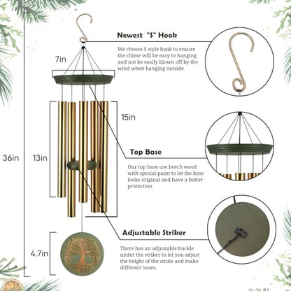 Astarin's Tree of Life Wind Chimes 36in for Mom Grandma Garden - color: Christmasbox