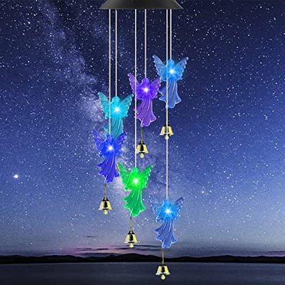 Jarxin Outdoor Garden Solar Wind Chimes Waterproof Light Angel Color Changing Led Solar Powered Windchimes Yard Hanging Lights
