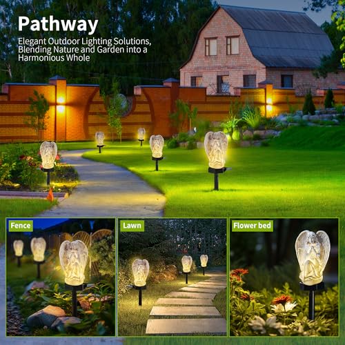 Garden Solar LED Light with Stake, Waterproof Outdoor Decor for Walkway Courtyard Party Decor, White Angel