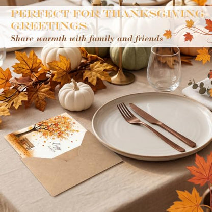 Eaasty 100 Sets Cards with Stickers and EnvelopesBlank Inside Funny Card 5 Style Greeting Card Designs (Autumn Folding Style) - style: Autumn Folding Style