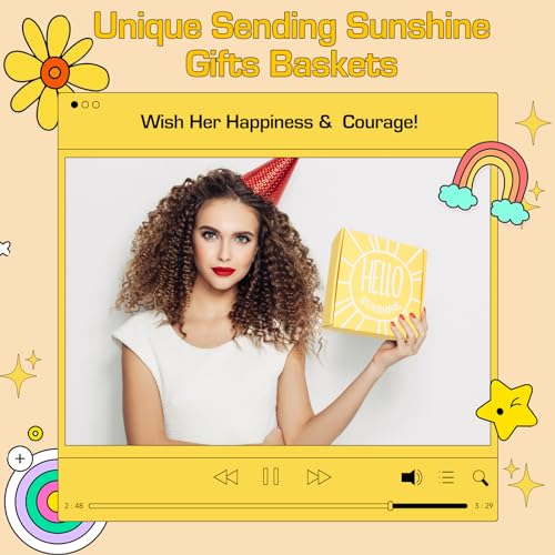 Gift Baskets for Women, 10pcs Unique Birthday Gifts for Women, Best Friend Birthday Christmas Gift, Get Well Soon Gift Basket Sending Sunshine Cheer Up Box for Sister Friendship - BRIGHTEN UP HER DAY - color: Yellow