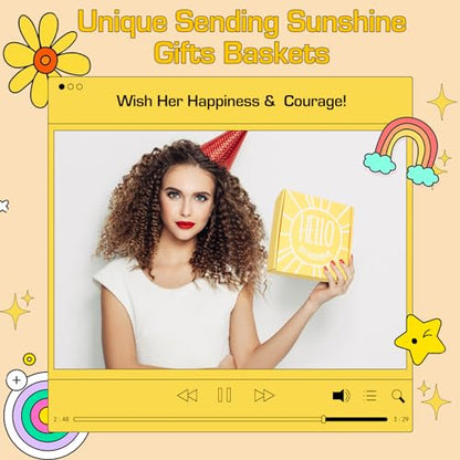 Gift Baskets for Women, 10pcs Unique Birthday Gifts for Women, Best Friend Birthday Christmas Gift, Get Well Soon Gift Basket Sending Sunshine Cheer Up Box for Sister Friendship - BRIGHTEN UP HER DAY - color: Yellow