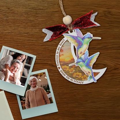 Memorial Christmas Ornament, Always in My Mind Hummingbird Suncatcher Ornaments, Bereavement Christmas Ornament Wooden - Acrylic, Sympathy Gifts for Loss of Loved One, in Loving Memorial Gifts (HL02) - style: HL02