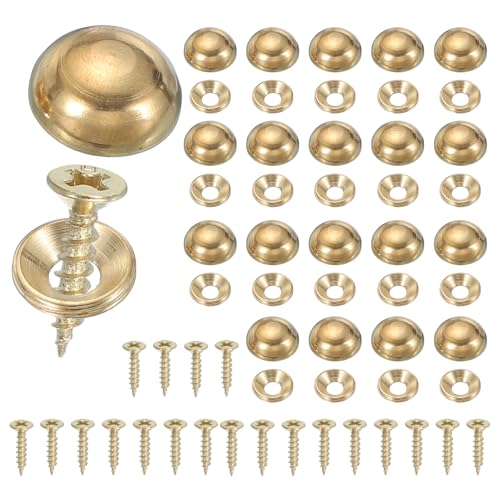 Brass Decorative Screws with Caps, Mirror Screw Self Tapping Screws Decorative Cover - Fitting for(Furniture Fixing- Wall Hangings - Wood Handcrafted) 15mm & 20 Pack & Yellow - color: Yellow, size: 15mm