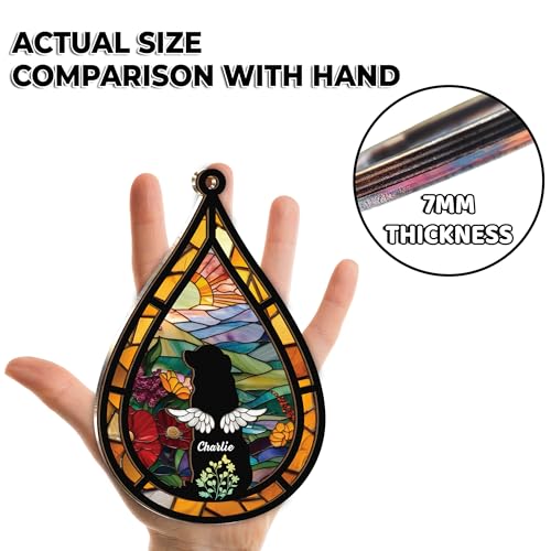 Personalized Angel Dog Memorial Suncatcher, Dog Cat Suncatcher Remembrance Gift, Engraved Pet Memorial Ornament, Pet Sympathy Keychain, Animal Loss Sympathy Card, Rainbow Bridge Pet Loss Gift - color: 03. Custom #3