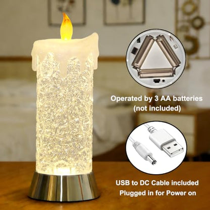 8.65" Lighted Acrylic Flameless LED Candles Swirling Glitter Globe - size: 8.65" Flameless Candles Figurine