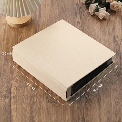 potricher Small 8x10 Photo Album, 160 Pockets, Linen Cover, Beige - color: Beige