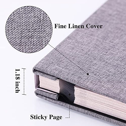 Vienrose Large Self Adhesive Photo Album with Window 11x10.6 60 Pages Grey | Linen Cover, Scrapbook, Fits 4X6 8X10 Pictures, Metallic Pen Included, Diy - color: Grey, size: 11"x10.6" 60Pages