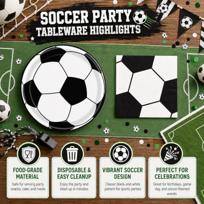 40 Pcs Soccer Plates and Napkins Set, Large 9 Inch Party Plates - color: Soccer