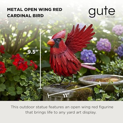Cardinal Garden Decor Metal Yard Art: Red Bird Outdoor Statue & Large Sculpture for Patio, Balcony or Backyard - Decorative Lawn Ornament - Valentines Day, Birthday Gift Her, Wife, Women, Mom, Grandma