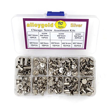Silver Chicago Screws Leather Kit, 6 Sizes (M5 X 4, 5, 6, 8, 10, 12) - color: Silver, size: M5*4.5.6.8.10.12mm