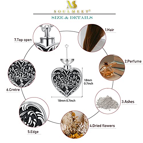 SOULMEET Cremation Jewelry for Ashes, Sterling Silver Urn Necklace for Ashes Women Men, Cherish Memories Cremation Jewelry to Keep Someone Near to You - color: D-Oxidation black Tree