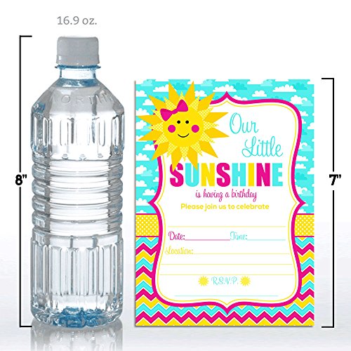 Amanda Creation Ray of Sunshine Girl Birthday Party Fill In Invitations, set of 20 including envelopes - style: Ray of Sunshine Girl