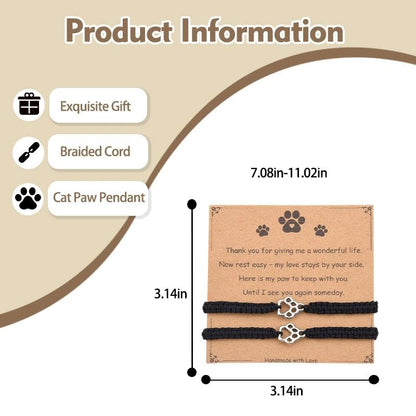 Pet Memorial Gifts for Loss of Dog Cat Paw Print Bracelets for Women Men Pet Sympathy Gift Remembrance Bereavement Gifts Idea - color: Black & Black