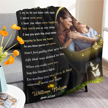 Custom Memorial Blanket with Photo - Sympathy Gift for Loss of Loved One - color: Style 13