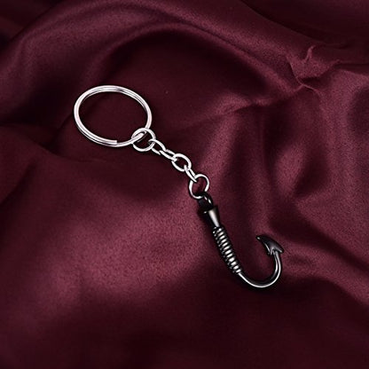 Urn Keychain Fish Hook Memorial Keepsake Ashes Holder Cremation Jewelry Pendant, Black - color: Black
