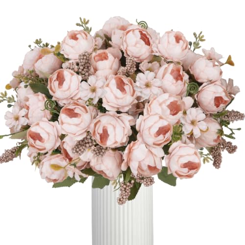 8 Bundles Peonies Artificial Flowers, 11.8'' Pink Silk Peony 11.8'' | Fake Peony Bouquet, Real Touch, Silk Flowers, For Vase Home Indoor Wedding Dining Table Centerpiece, Shabby Chic Decor - color: Pink-8pcs
